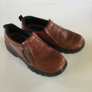 Roper Performance Rodeo Western Leather Brown Slip-On Shoes Round Toe Si…